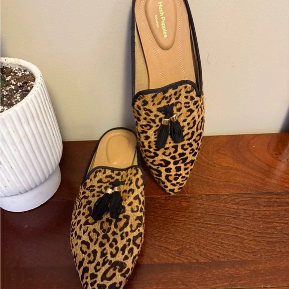 Hush Puppies Leopard Print Flats with Black Tassels - Picture 5 of 10